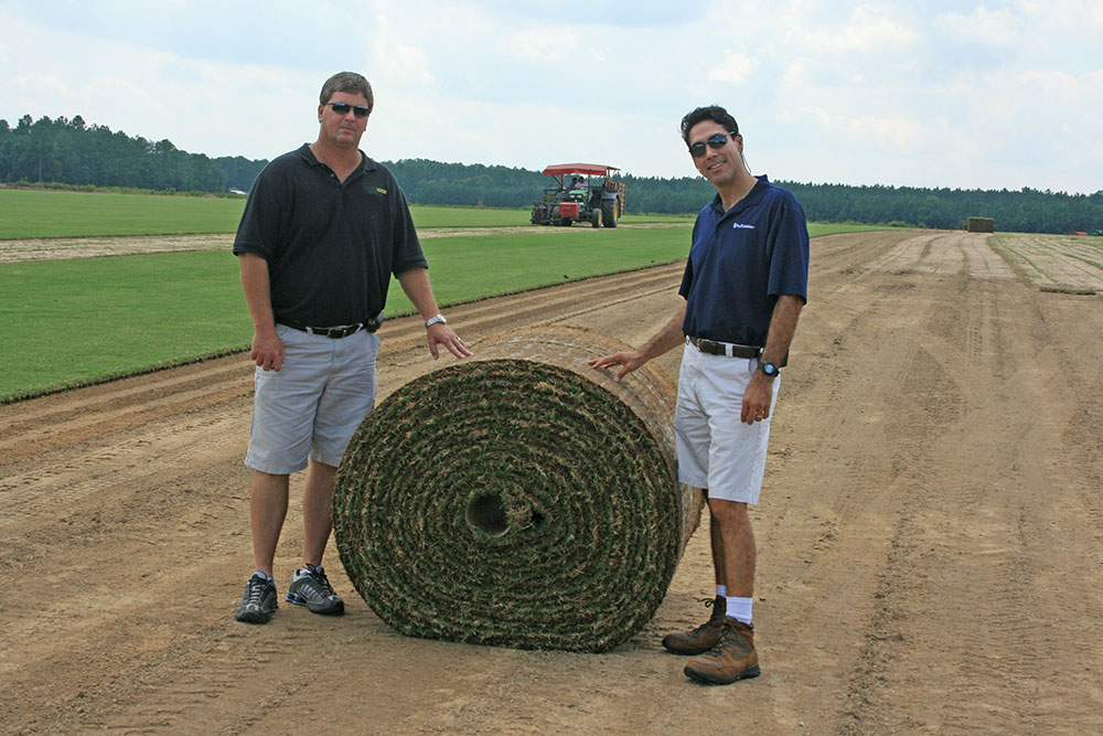 Gary Youmans and Christian Broucqsault, COO of Sod Solutions with Celebration® Bermudagrass.