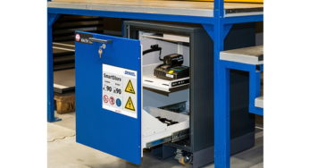 DENIOS Under Bench Cabinet Provides Safe Storage of Lithium-Ion Batteries